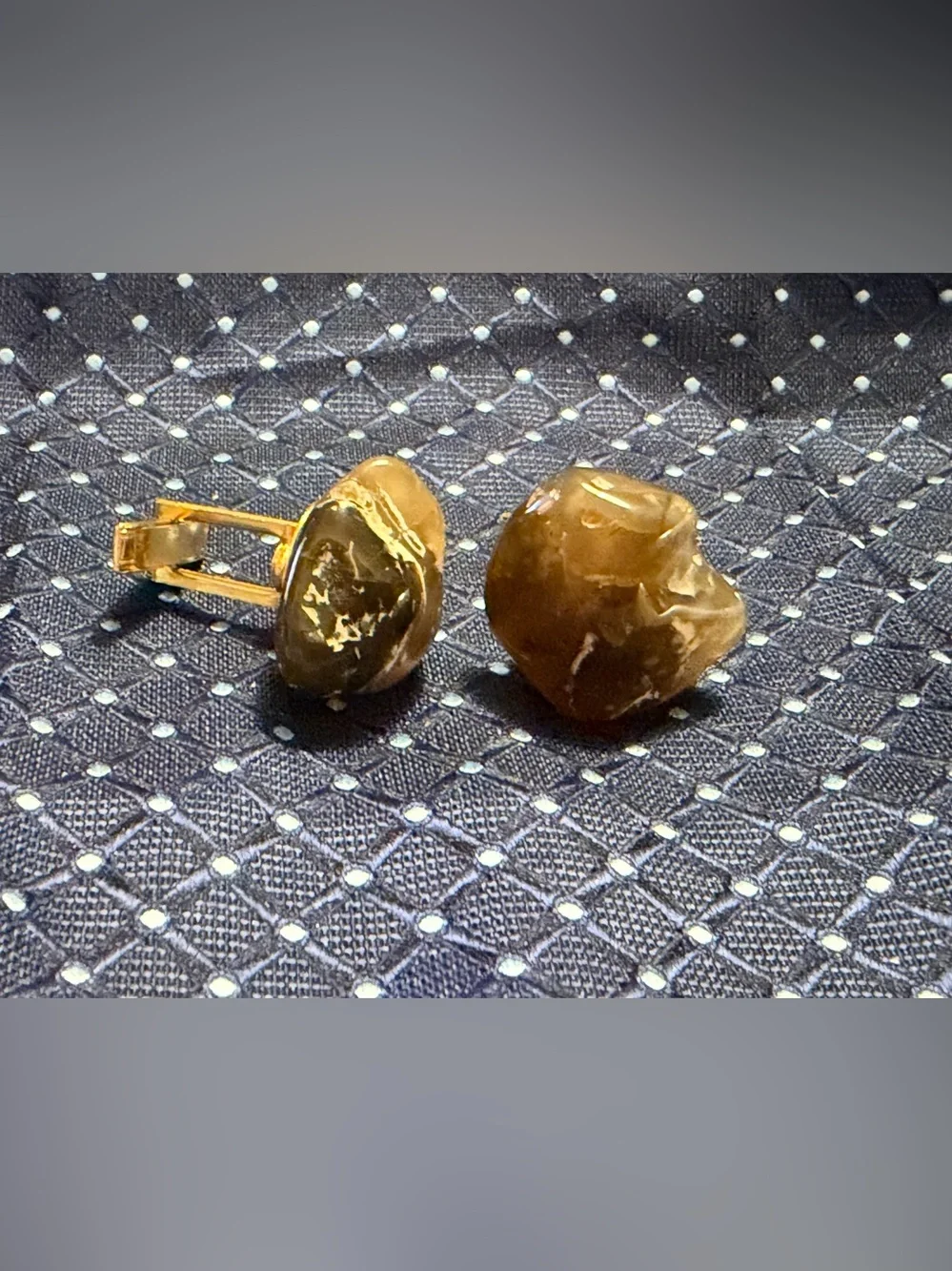 Gold-Tone Brown Stone Clip-On Earrings - Women Jewelry